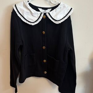 H&M Black Button Down Shirt with White Collar